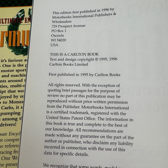 Ultimate Encyclopedia of Formula One F1 Hardback Book 1996 - Picture 6 of 8